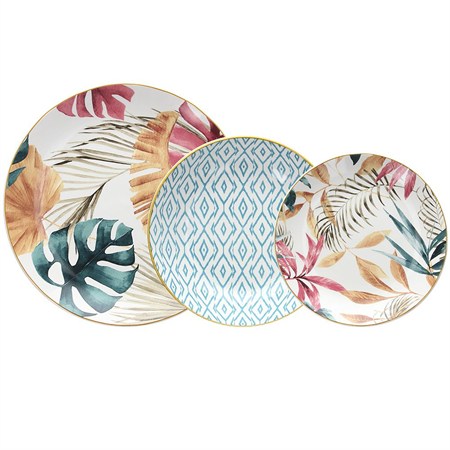 servizio tavola 18 piatti tropical rose